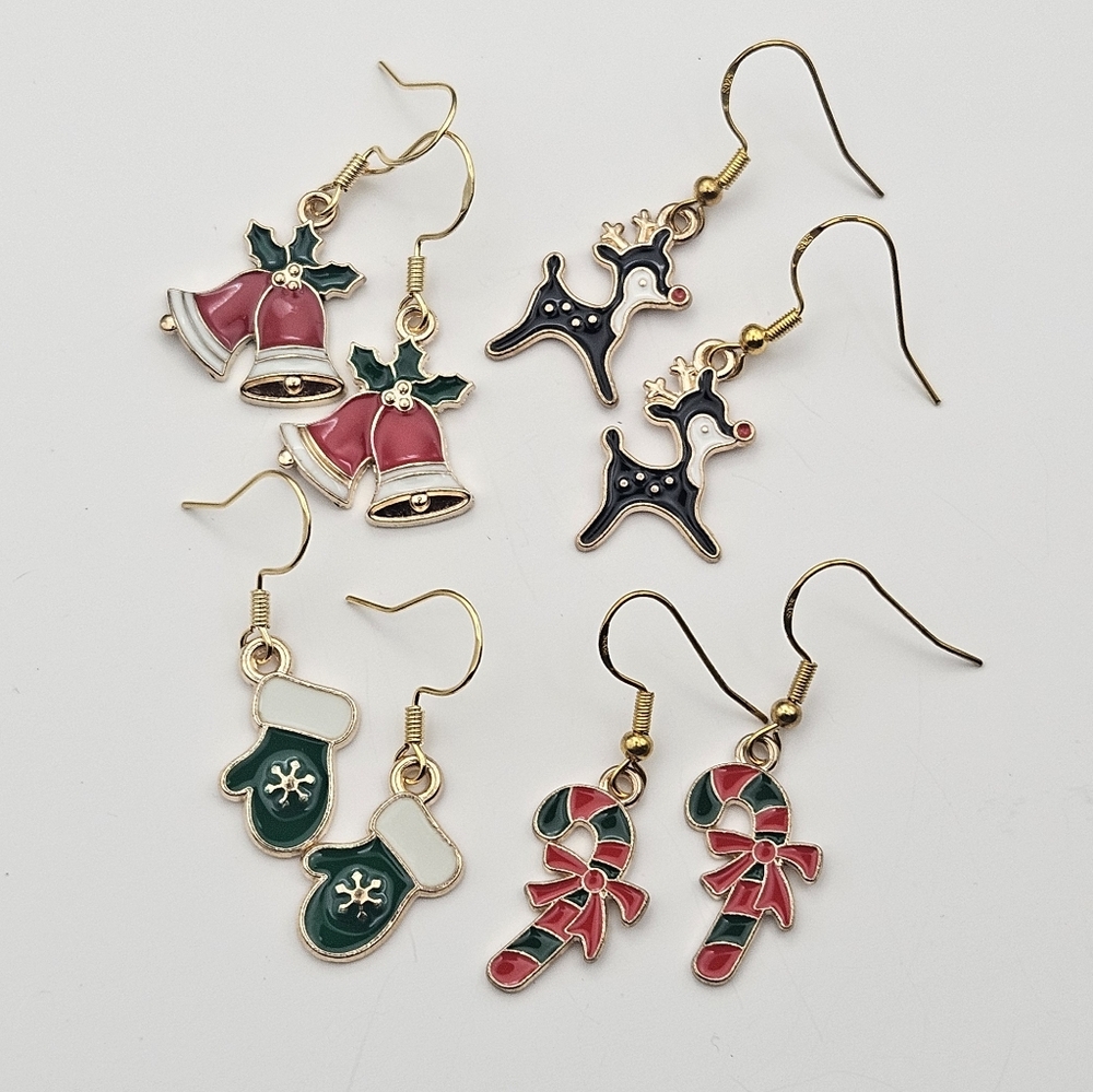 .925 Festive Holiday Earrings Set Of 4